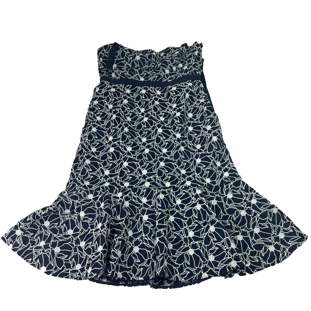 J.CREW Dress Women's Plus Size 16 Navy White Eyelet Midi Flounce Hem Overlay
